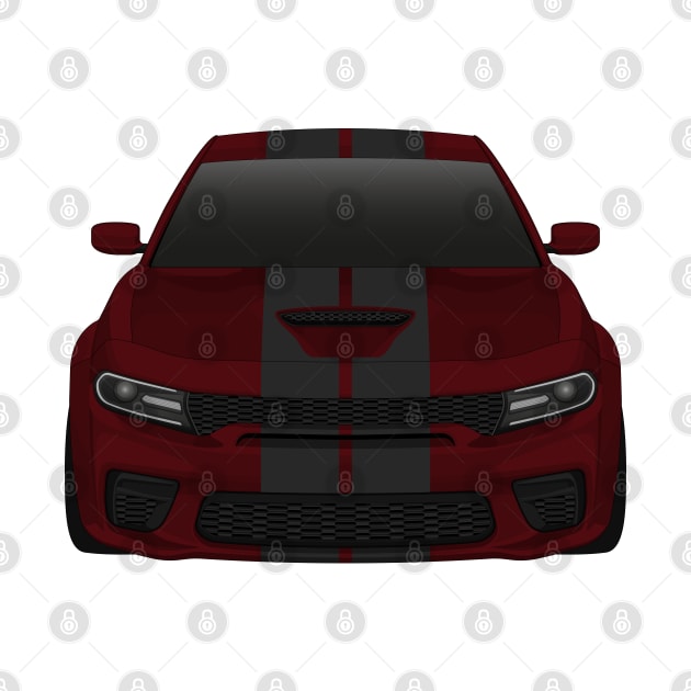 Charger Widebody Octane-red + carbon stripes by VENZ0LIC