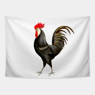 Black rooster red crest Tapestry