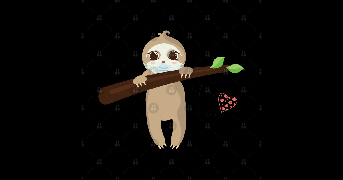 Baby Sloth With Face Mask, Stay Safe Coronavirus Sticker TeePublic