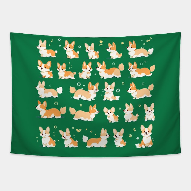 corgies Tapestry by skatermoment