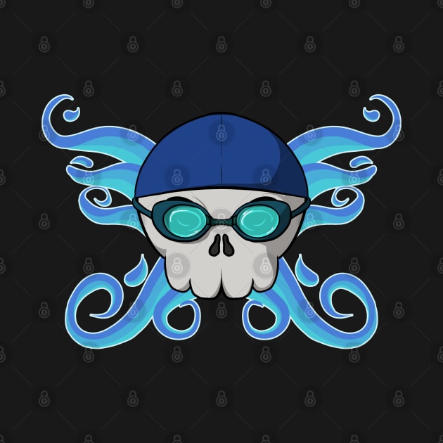 Swimming crew Jolly Roger pirate flag (no caption) by RampArt