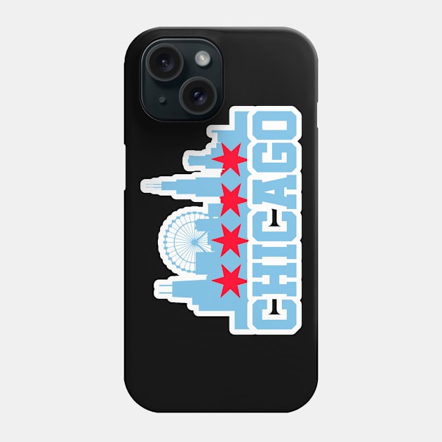 Chicago Skyline Flag Colors Phone Case by AR DESIGN