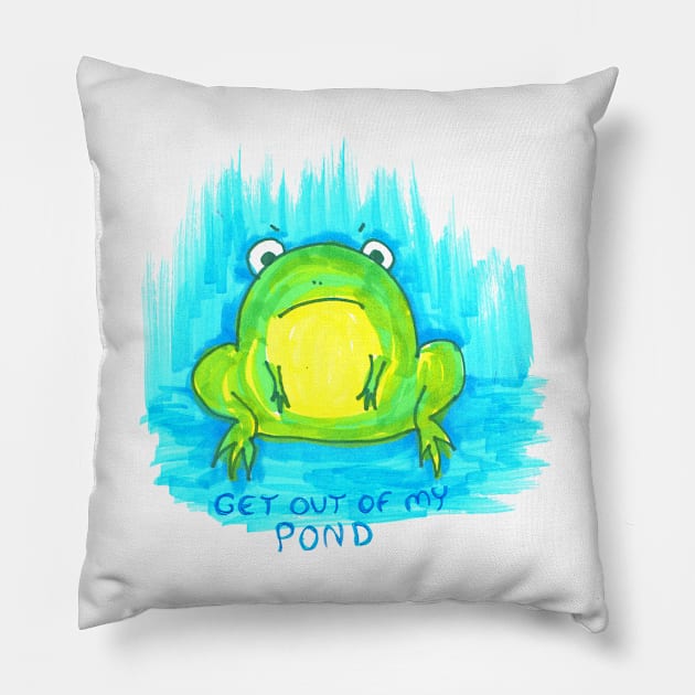 Get Out of my Pond Pillow by SassySpike