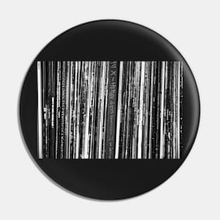 Rock Music Vinyl Collection Black And White Pin