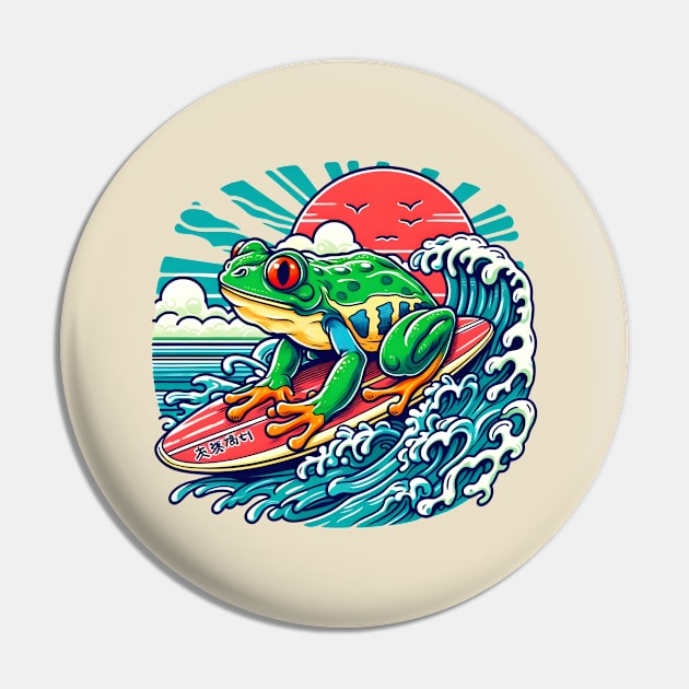 Surfing frog Pin by Japanese Fever