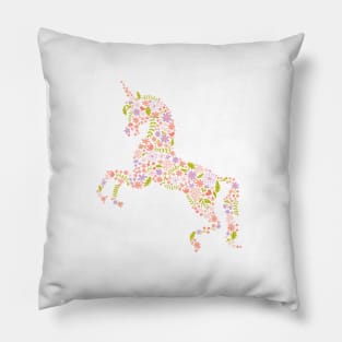 Floral Unicorn in Pink + Purple Pillow