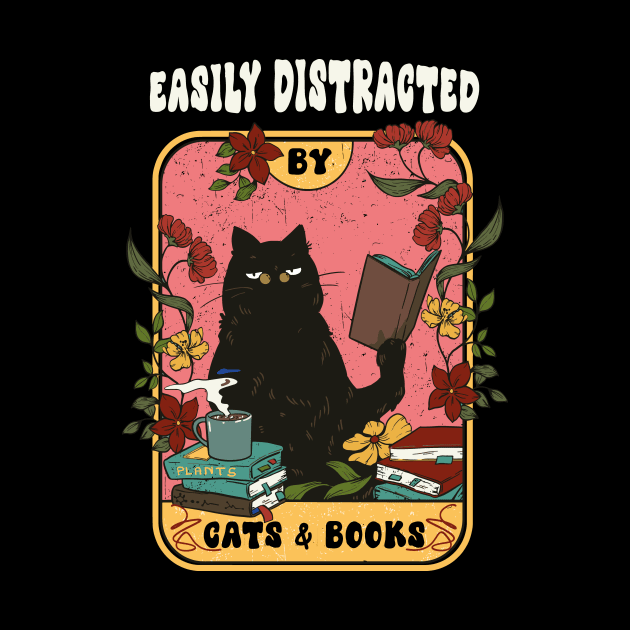 Easily distracted by cats and books by David Brown
