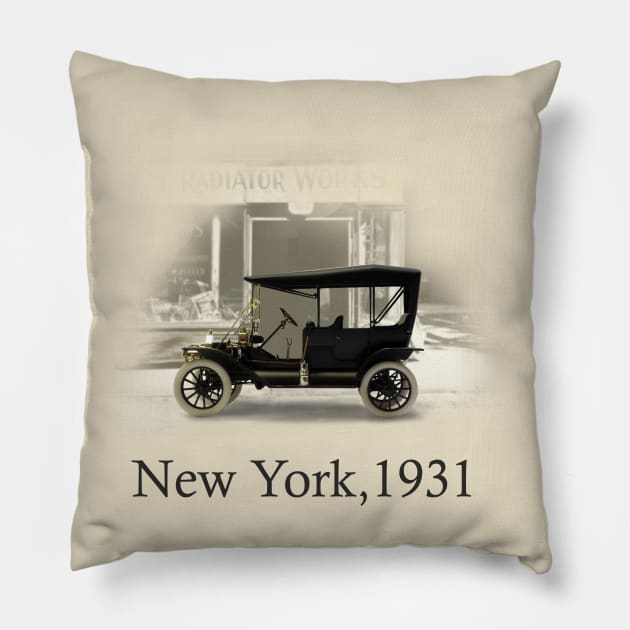 A Ford T in New York Pillow by DaJellah