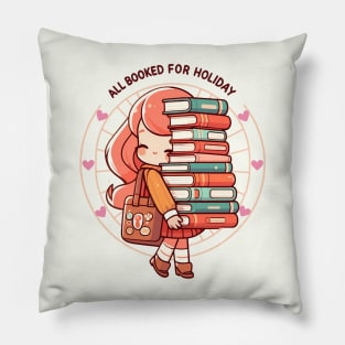 Kawaii Love Booked For Holiday Christmas Pillow