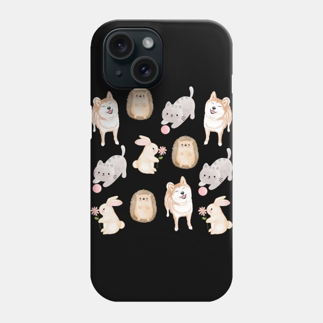 Cute Pet Animals | Adorable Dog, Cat, Rabbit, Hedgehog Art | Gifts for Pet Owners | Gifts for Pet Lovers | Gifts for Animal Lovers Phone Case by mschubbybunny