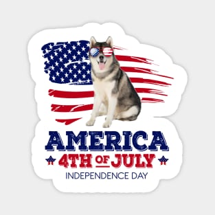 Husky Flag USA - America 4th Of July Independence Day Magnet