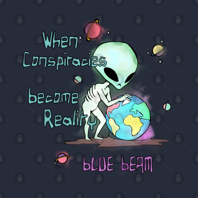 Alien Examines Earth - blue beam by coyoteink