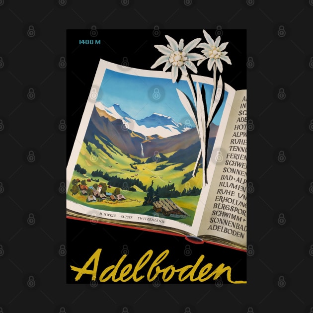 Adelboden, Switzerland, Vintage Travel Ski Poster by BokeeLee