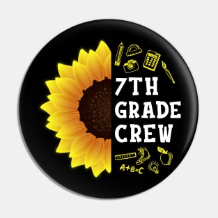 Seventh grade Crew Shirt First Day Preschool Back to School Sunflower Gift Pin