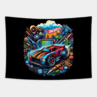 Gaming Pixel Hot Wheels Tapestry