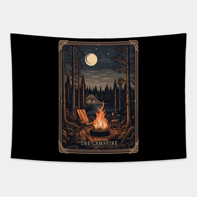 The Campfire Camping Tarot Card Tapestry by origato