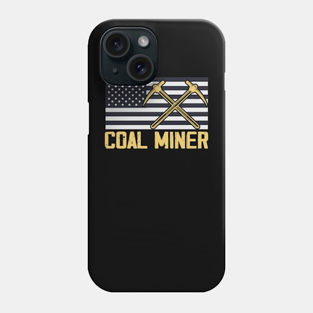 Coal Miner Flag American Patriotic Distressed Phone Case by David Brown