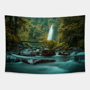 Tropic Waterfall on a Rocky River in Rain Forest Tapestry