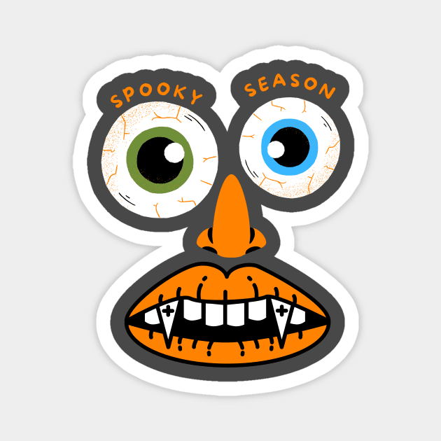 Spooky Season Halloween Face Design Magnet by neverland-gifts