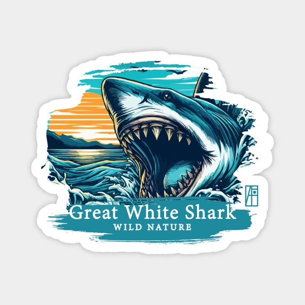 Great White Shark - WILD NATURE - GREAT WHITE SHARK -9 Magnet by ArtProjectShop