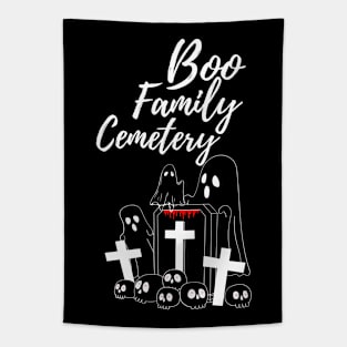 Boo Family Cemetery - Family Ghosts Design - Halloween Dark Version Tapestry