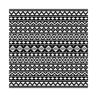 Aztec Essence Pattern II White on Black T-Shirt