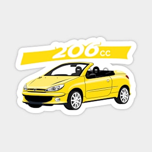 City car 206 cc Coupe Cabriolet france yellow Magnet