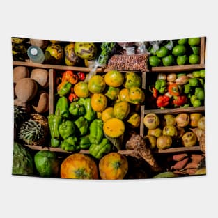 Street vendors of fruits and vegetables, Cuba Tapestry