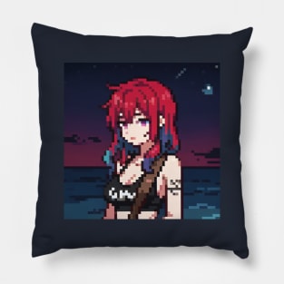 A Girl's Seaside Snapshot Pillow