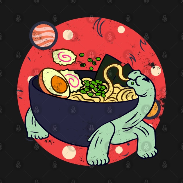 Kawaii Tortoise Eating Ramen Noodles Space Otaku Ramen Bowl by alcoshirts