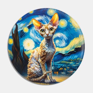 Cornish Rex Starry Night Inspired - Artistic Cat Pin