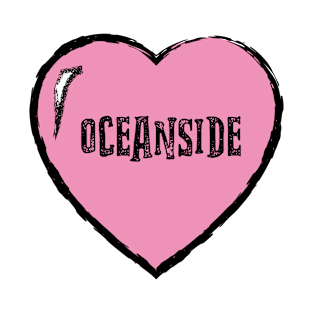 I love Oceanside - Vintage Oceanside Text in Pink Heart T-Shirt