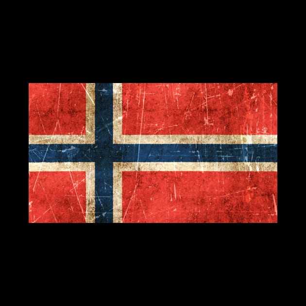 Vintage Aged and Scratched Norwegian Flag by jeffbartels