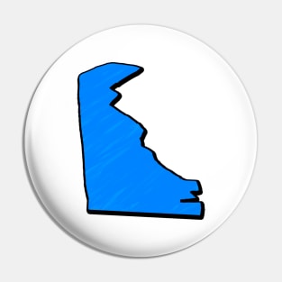 Bright Blue Delaware Outline Pin