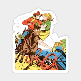 Colorful Cowboy Girl Horse Retro Vintage Comicbook Magnet