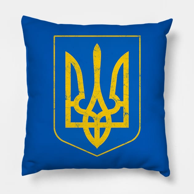 Ukraine // Vintage Faded Style Flag Design Pillow by DankFutura