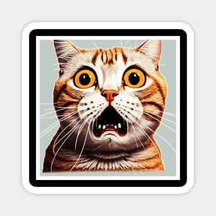 Funny Scared Cat Face, Cat Lover, Scaredy cat Magnet