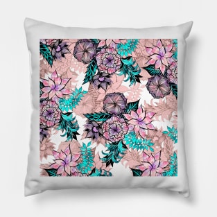 Girly Watercolor and Rose Gold Floral Illustration Pillow