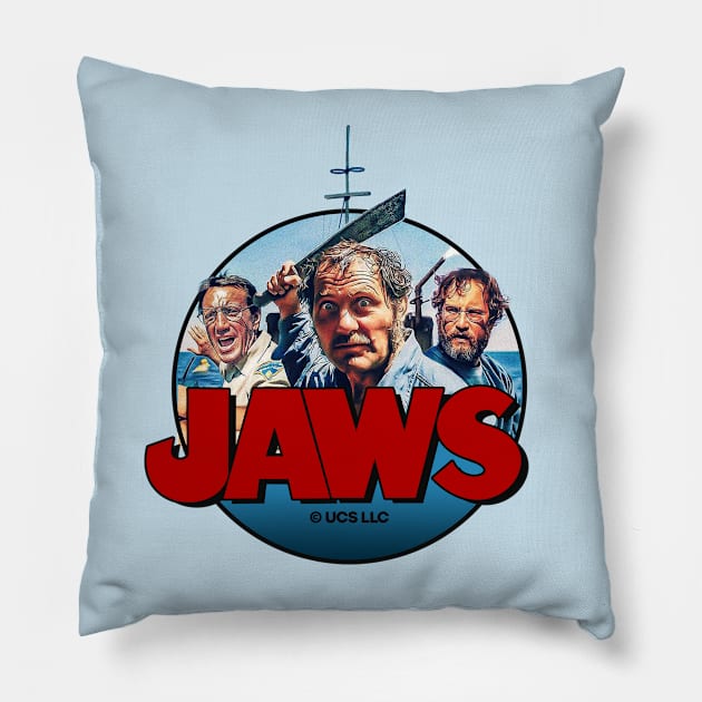 Jaws movie poster design. Quint Brody Hooper. Birthday party gifts. Perfect present for mom mother dad father friend him or her Pillow by SerenityByAlex