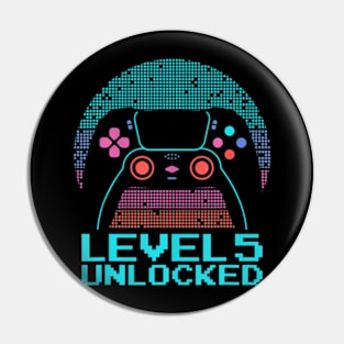 5 Year Old Gamer Gaming 5Th Birthday - Level 5 Unlocked Pin