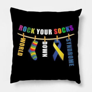 World Down Syndrome Rock Your Socks Awareness Men Women Kids Pillow