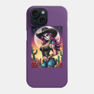 Vaquera - Dia De Los Muertos- Cowgirl Phone Case