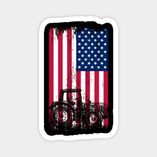 American Flag Tractor design I Patriotic USA Farmer Magnet