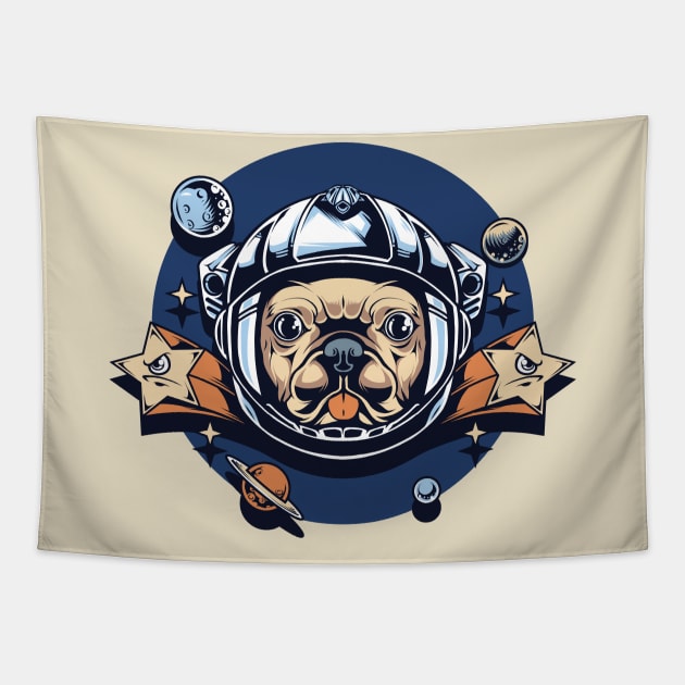 astronaut pug Tapestry by Mako Design 