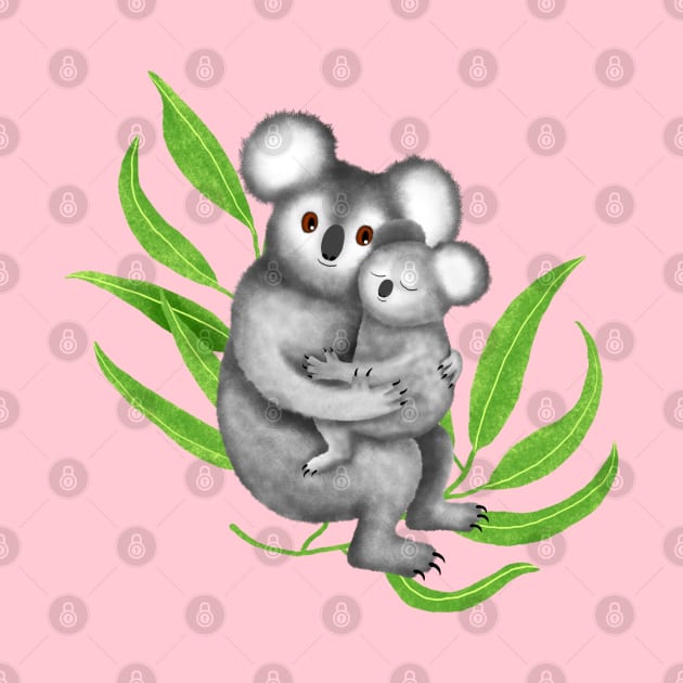 Cute Mommy Koala with Her Baby by illucalliart