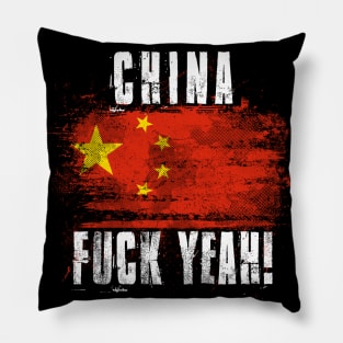 China Fuck Yeah! Wartorn Distressed Flag Pillow