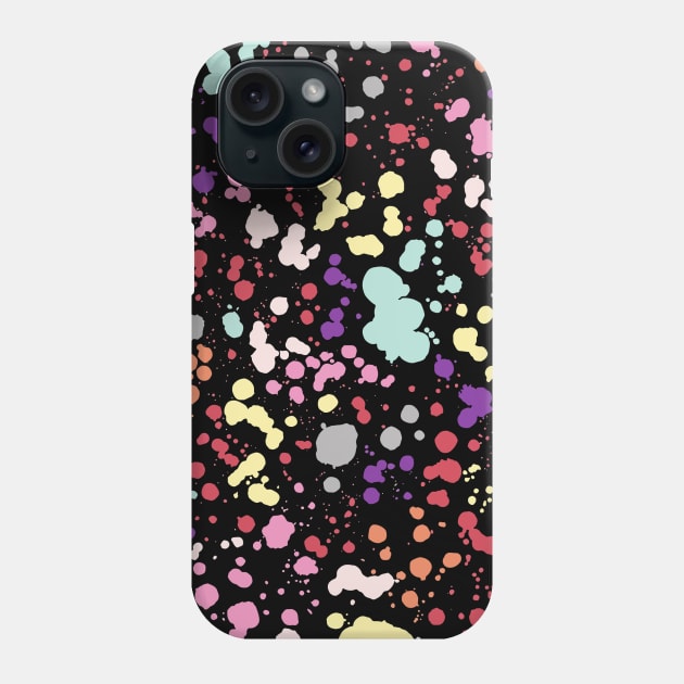 Pocket - Splatter Dots Multicolored Black Phone Case by ninoladesign