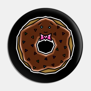 Cute Chocolate Donut with Rainbow Sprinkles and a Bow Tie - Doughnut Gift - Donut Pin