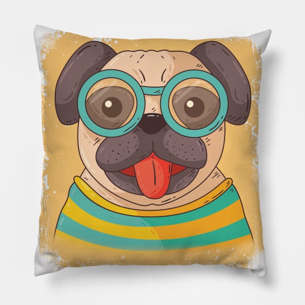 Cute dog wearing glasses Pillow by PG