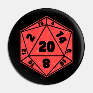 Shiny Red D20 Dice Pin